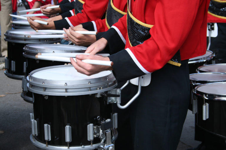 image of drummers in marching band